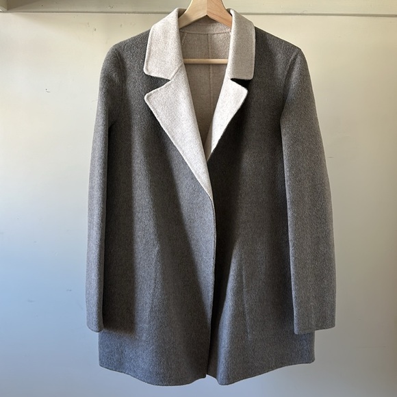 New Theory Sileena R Winsome open front spread collar reversible cashmere coat - Picture 3 of 16